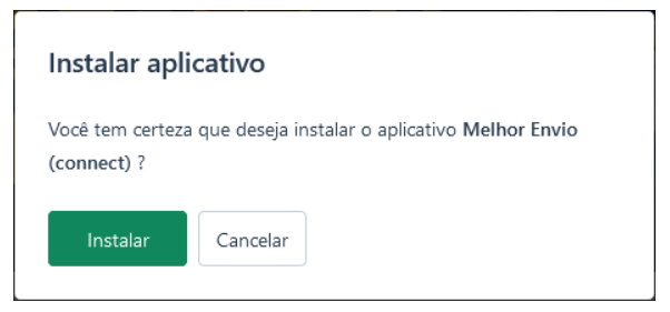 Instalação do aplicativo Melhor Envio